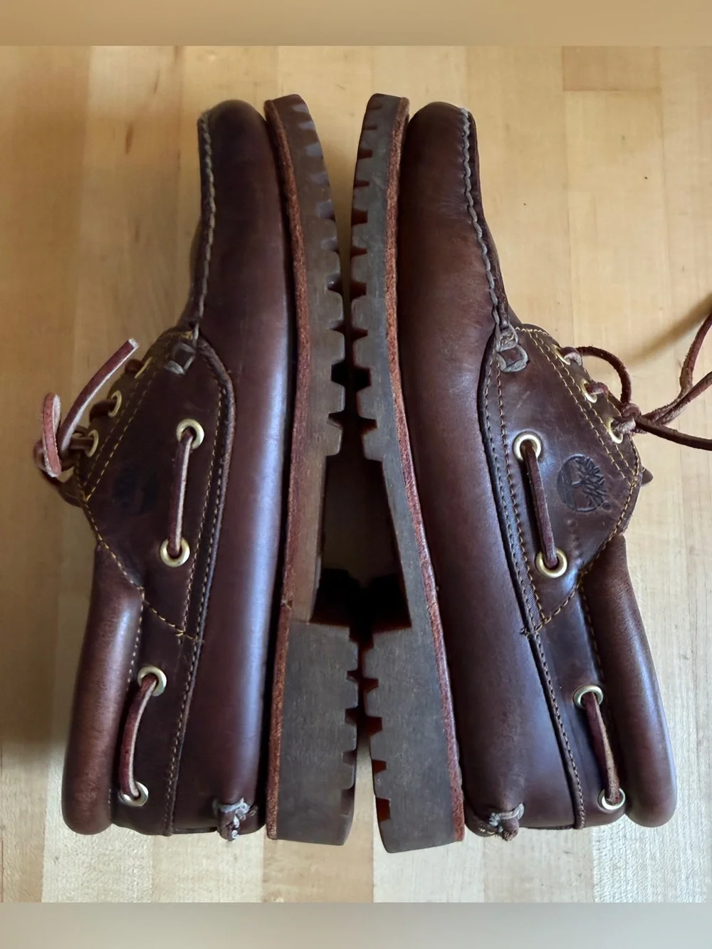 Timberland Men's Authentic 3-Eye Lug Handsewn Leather Boat Shoe Burgundy 7.5 M